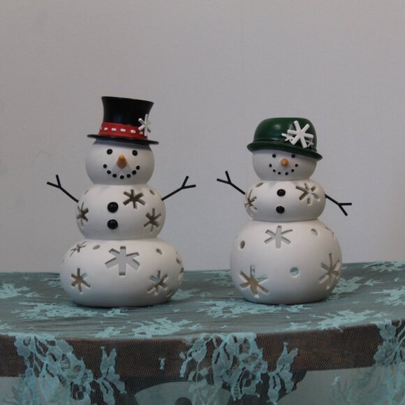VTG Partylite Mr. Snow/Mrs. Snow Tealight Holders (P91250)(P91130)Retired - Picture 5 of 8